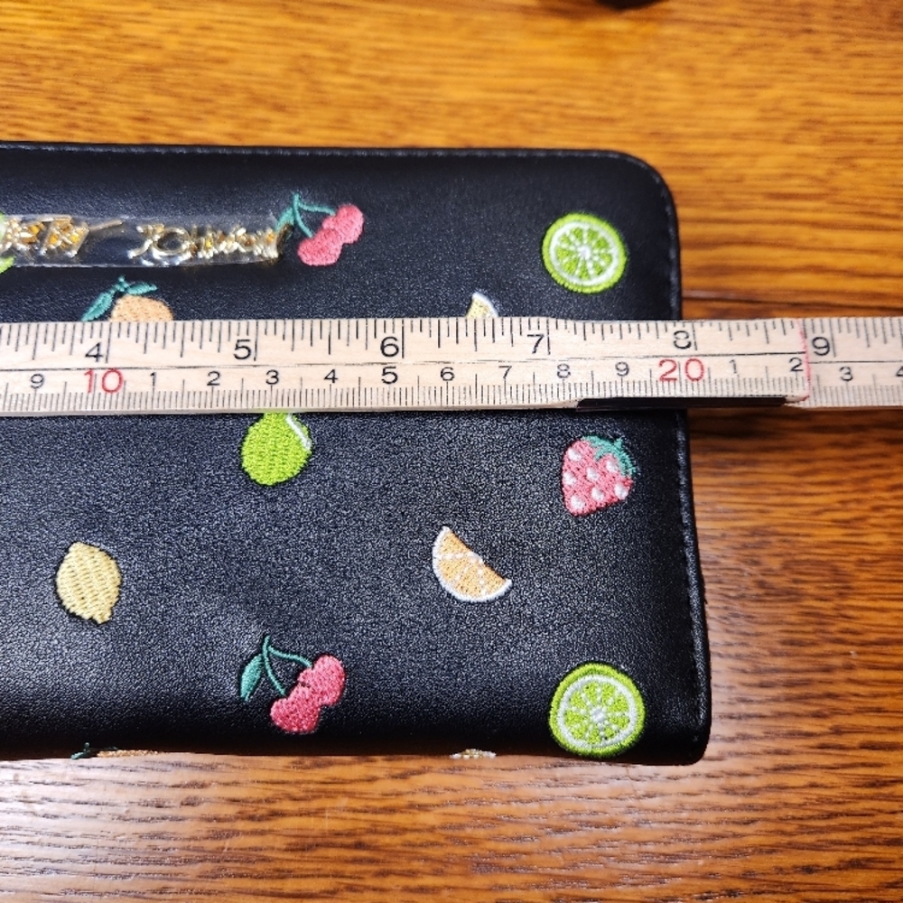 Betsey Johnson Black Fruit Embroidered Wristlet Wallet - Picture 8 of 10